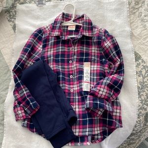 Jumping Beans NWT flannel shirt and leggings set size 4